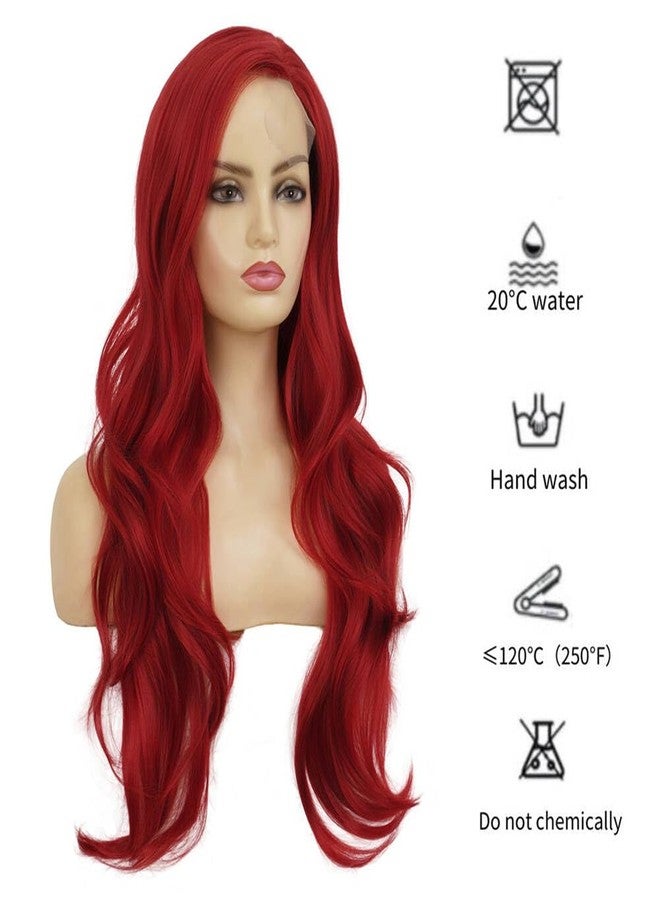 Dai Cloud Long Red Wigs for Women Curly Wavy Side Part Wig Synthetic Hair Replacement Party Halloween Costume Wig - Image 4